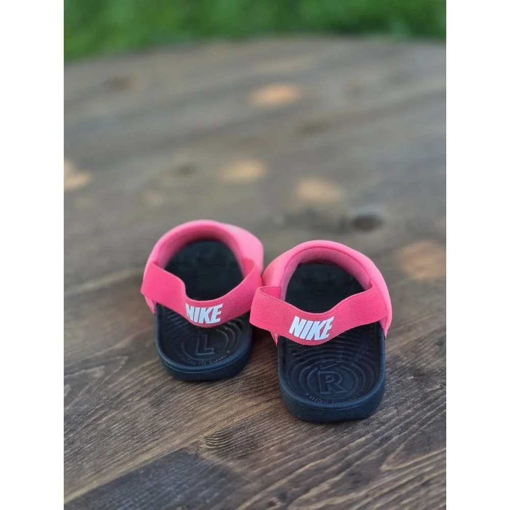 Nike Kawa Slides Toddler Baby Girl 9c Pink Black Logo Swoosh BV1094 610